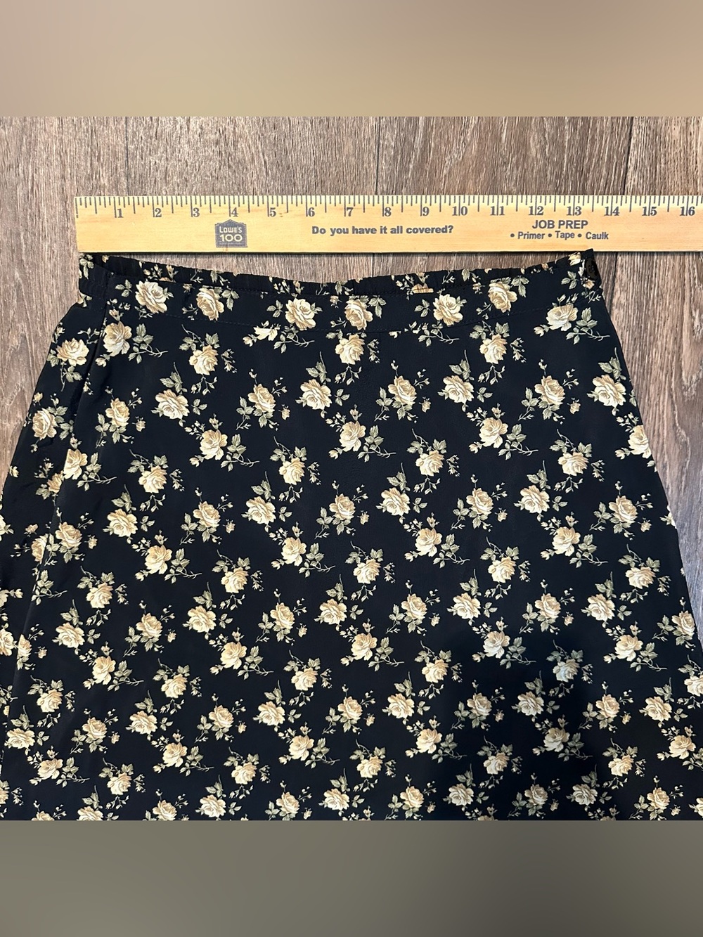 Vintage Petites by inclinations black floral skirt Sz M - Picture 7 of 8